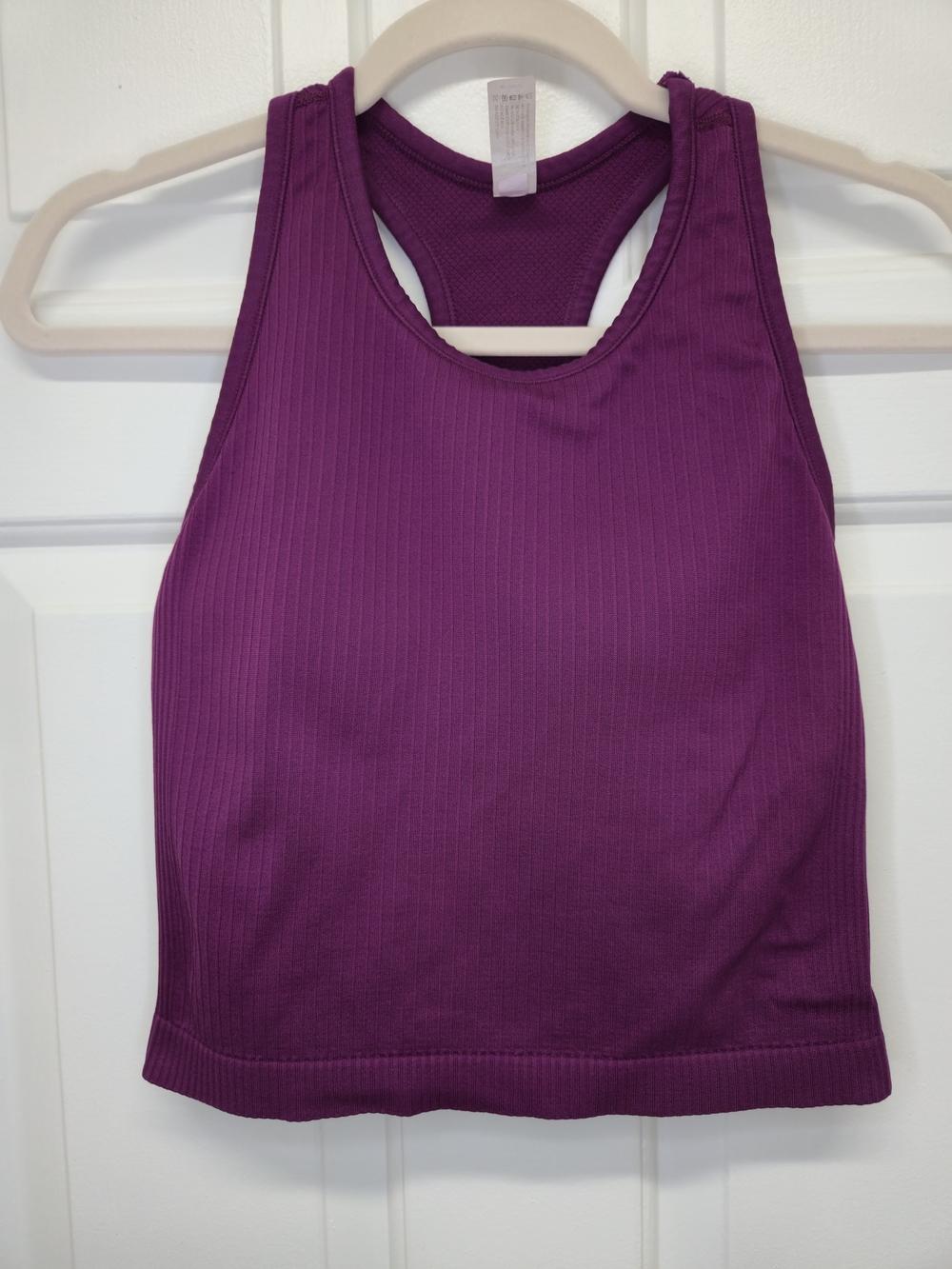 90 Degree By Reflex Nicola purple ribbed racerback crop tank